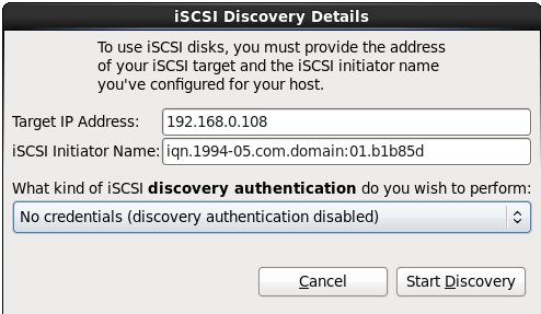 Boîte de dialogue Détails de la découverte iSCSI