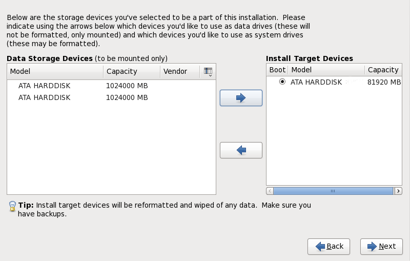 Asegnare i dispositivi di storage