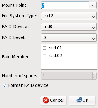 소프트웨어 RAID 장치 생성