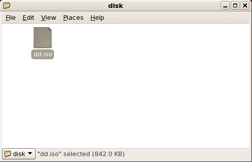 파일 관리자 창에 표시된 전형적인 .iso 파일