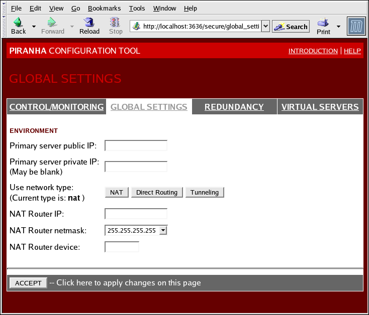 Der Reiter GLOBAL SETTINGS