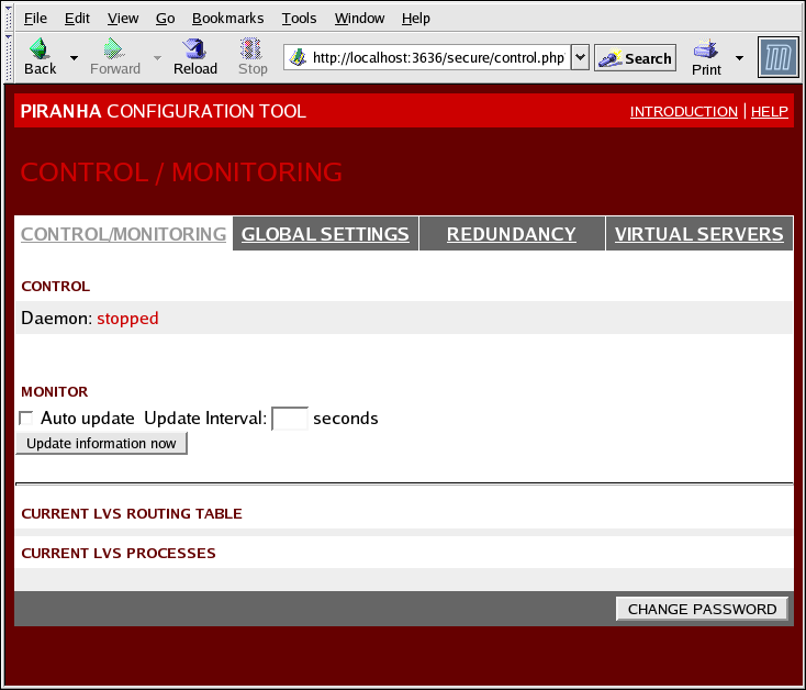 Panel CONTROL/MONITORING