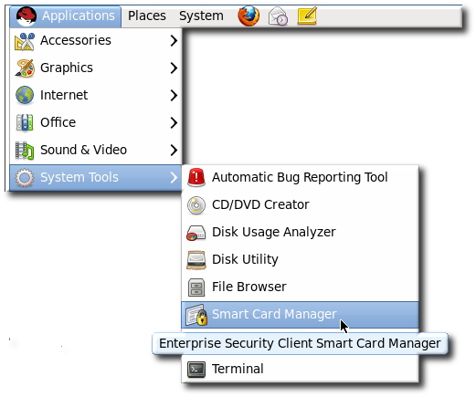 メニューの Smart Card Manager アイテムの選択