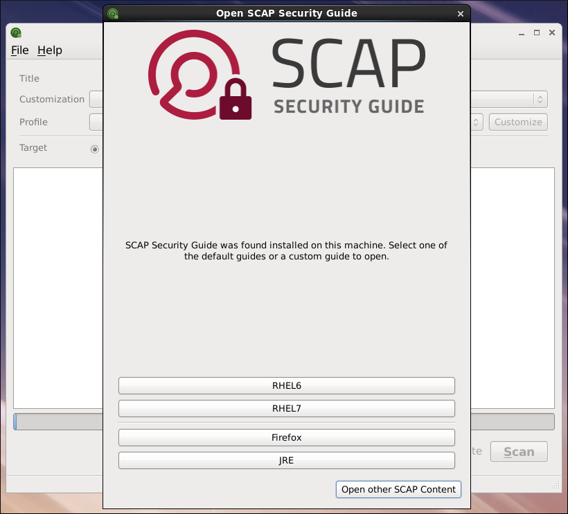 Open SCAP Security Guide Window