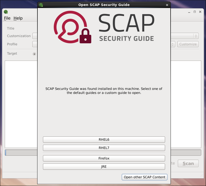 Open SCAP Security Guide ウィンドウ