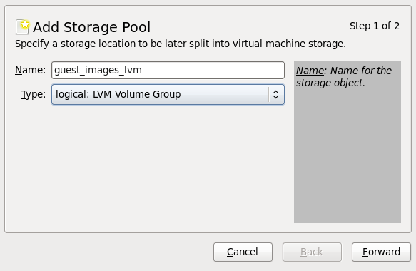 Add LVM storage pool
