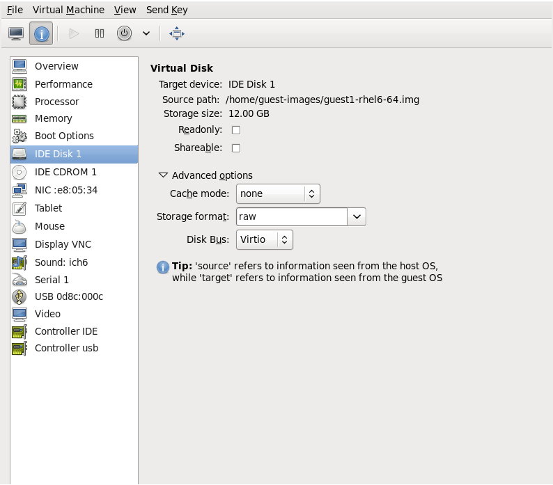 Displaying disk configuration