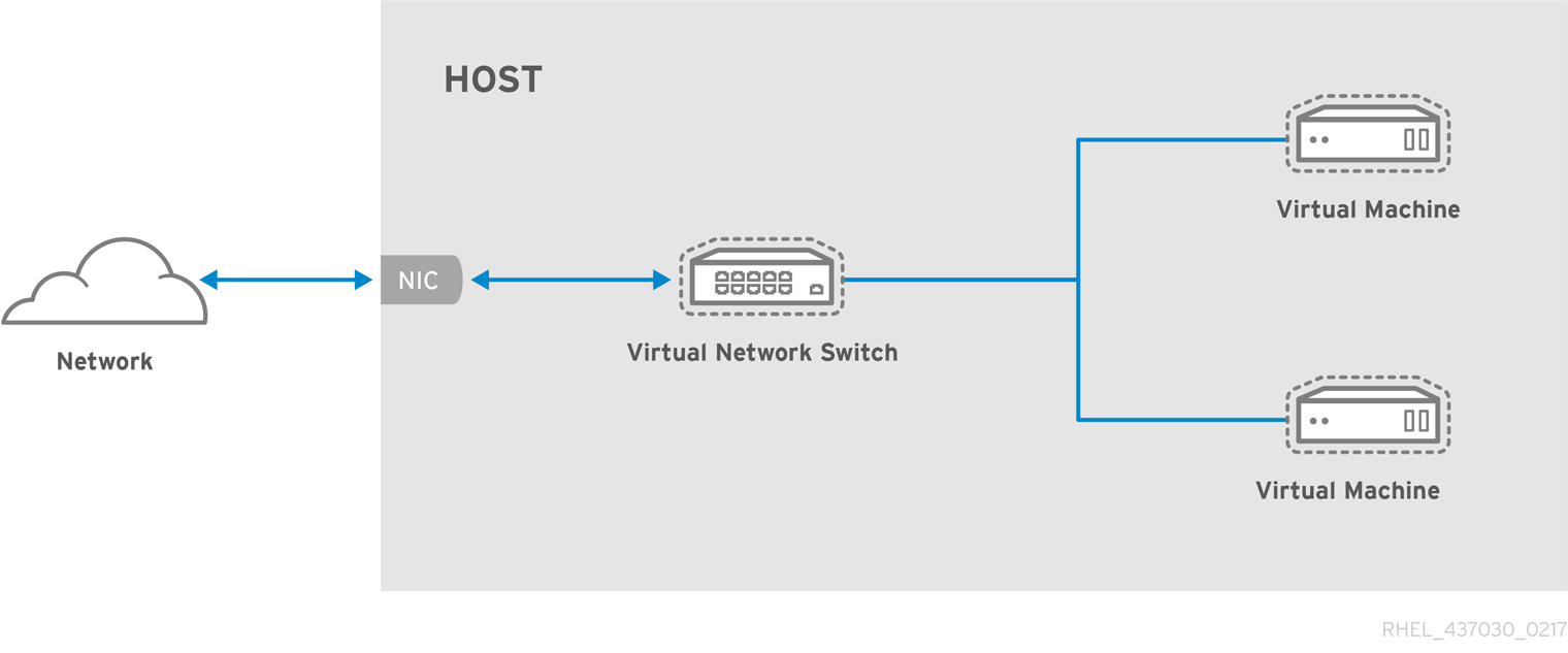 Virtual network switch with two guests