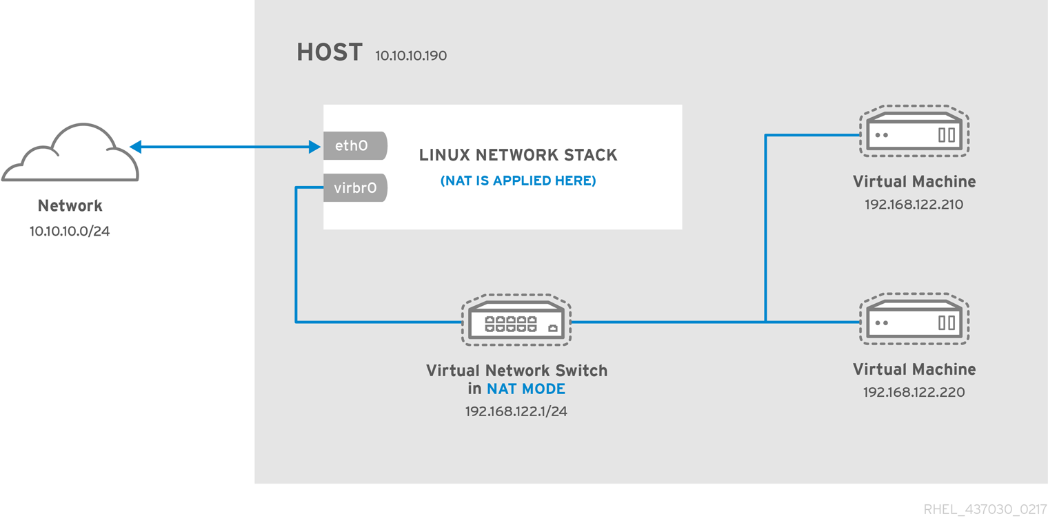 Virtual network switch using NAT with two guests