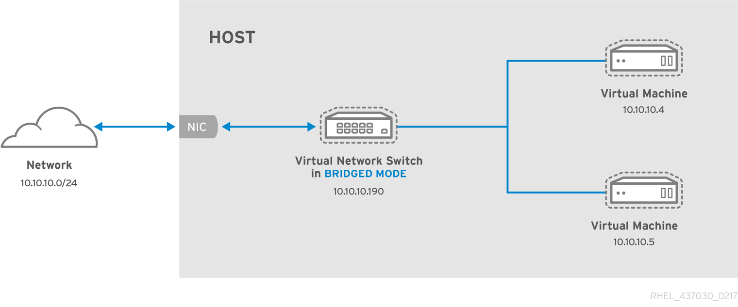 Virtual network switch in bridged mode