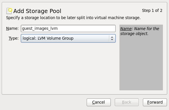 LVM ストレージプールを追加する