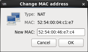 Change MAC Address ウィンドウ