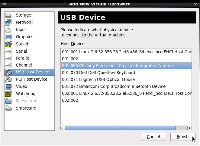 USB デバイスの追加