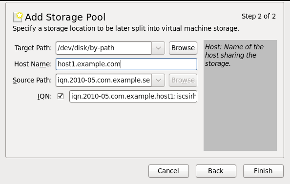 iscsi 스토리지 풀 생성