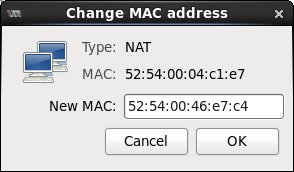 更改 MAC Address 窗口