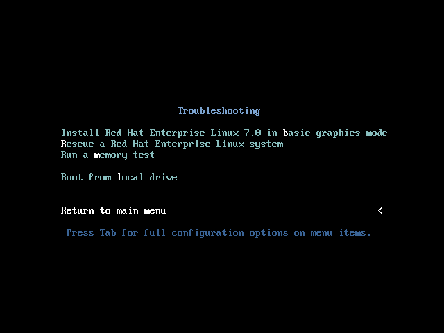 Das Troubleshooting-Menü