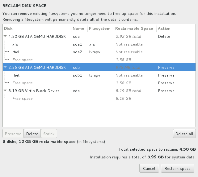 Reclaim Disk Space from Existing File Systems