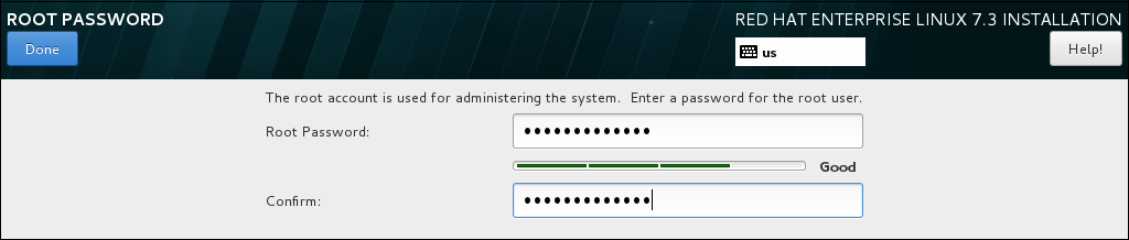 Root Password Screen