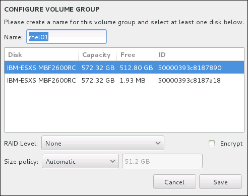 Customizing an LVM Volume Group