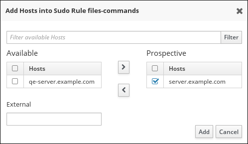Selecting Hosts for a sudo Rule