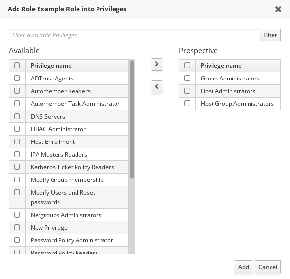 Selecting Privileges