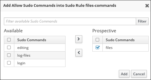 Selecting Commands for a sudo Rule