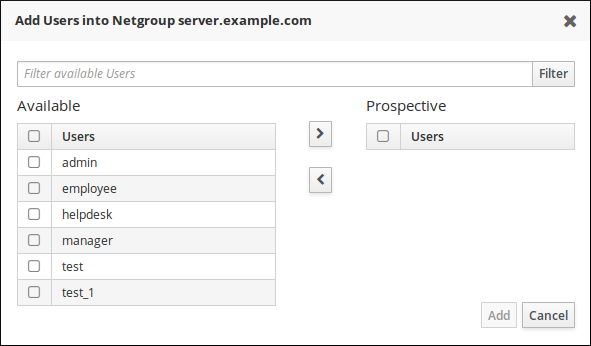 Netgroup タブでのユーザーメニューの追加