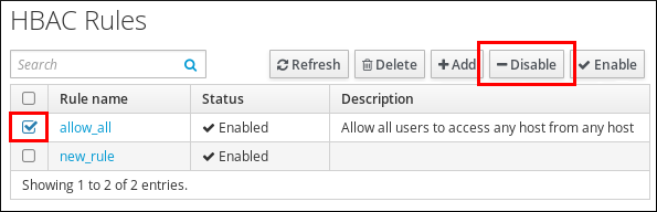 allow_all HBAC 규칙 비활성화