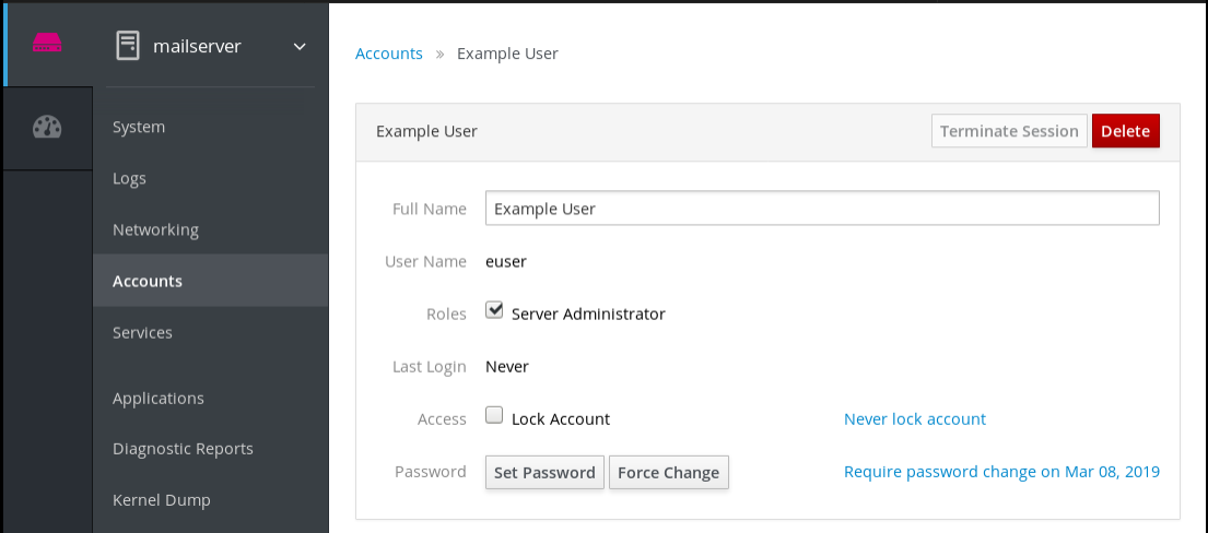 cockpit accounts require passwd change