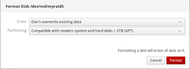 cockpit raid partition table