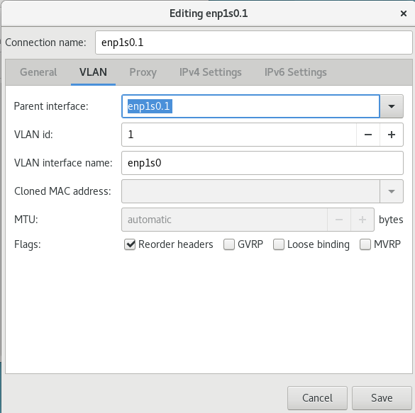 Adding a New VLAN Connection Using nm-connection-editor