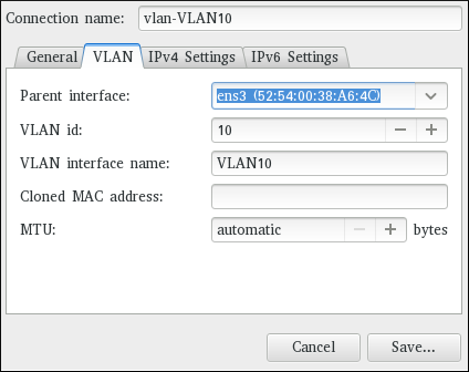 Ajouter une nouvelle connexion VLAN