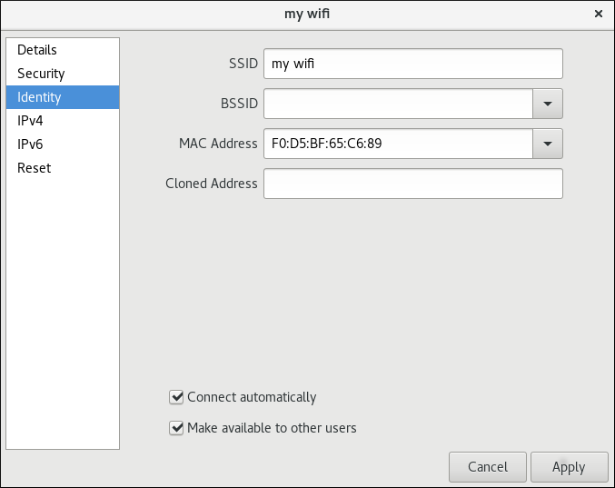 Wi-Fi 연결에 대한 기본 설정 옵션