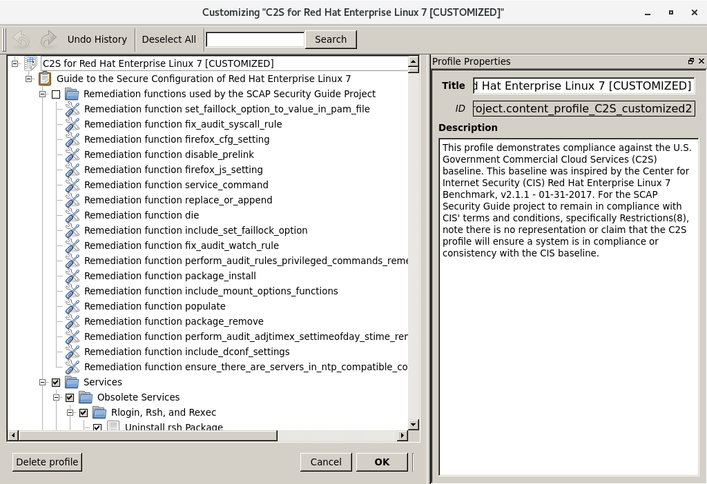 Customizing a rule in the OSPP profile