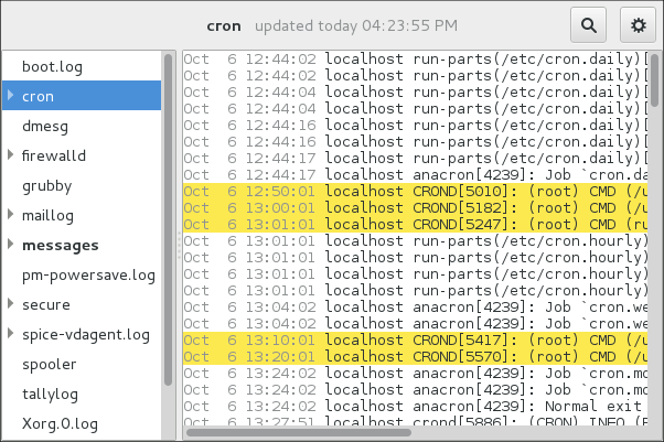 System Log - activer un filtre