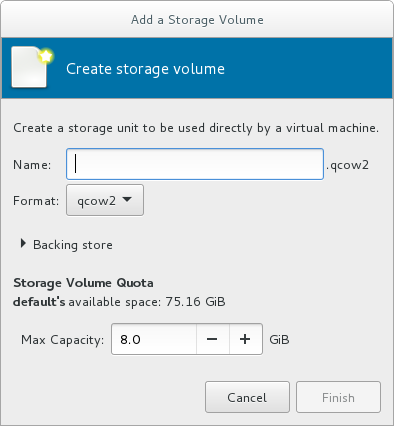 The Add a Storage Volume window
