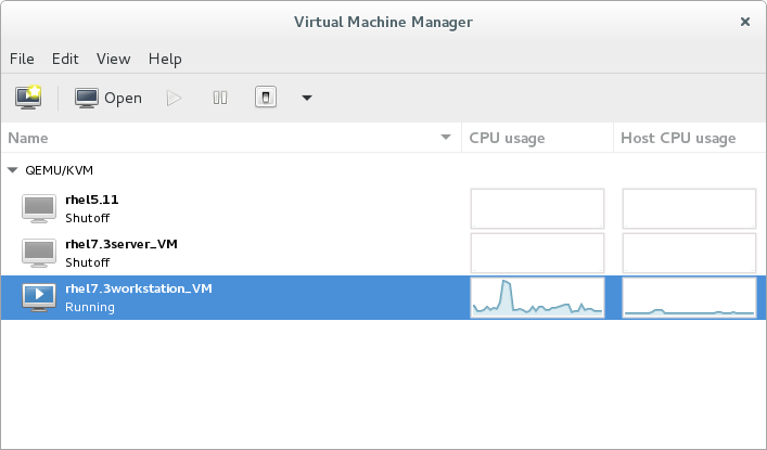 The Virtual Machine Manager window