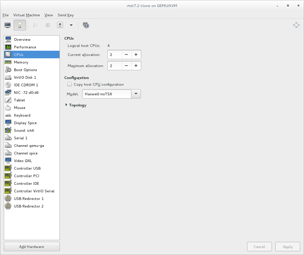 프로세서 할당 패널