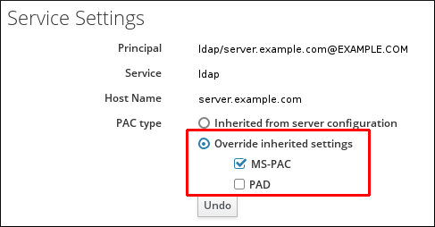 The Service Settings Area