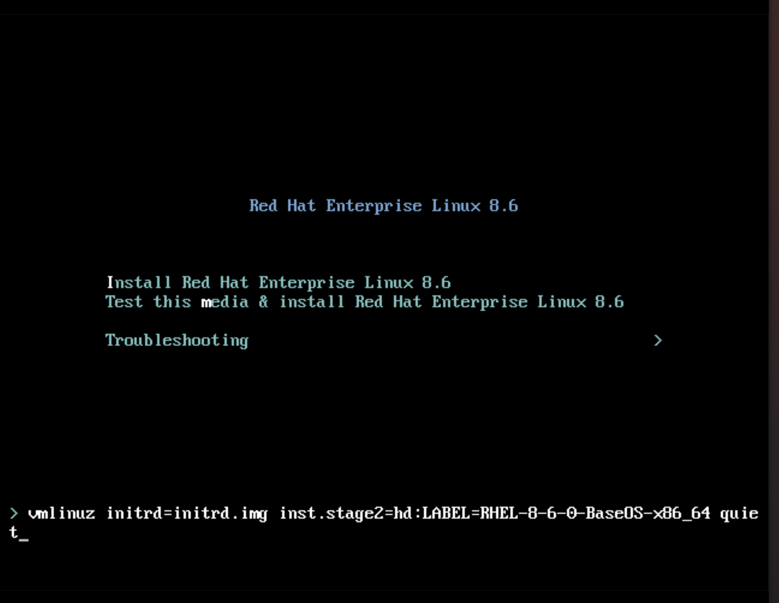 Red Hat Enterprise Linux 起動メニュー