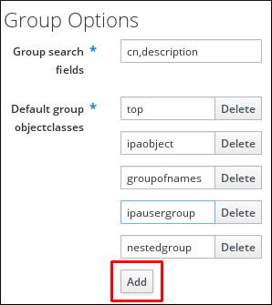 Group options in IPA Server configuration