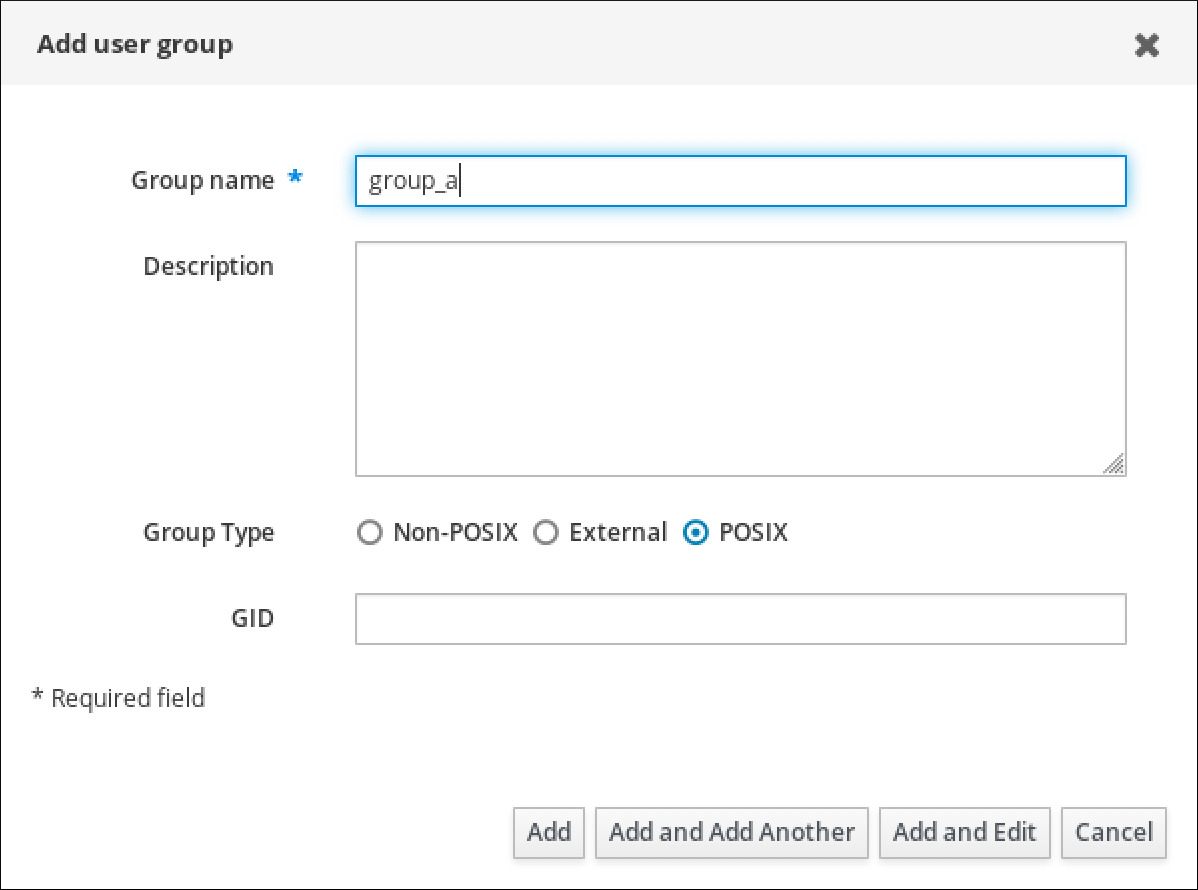 user group add dialog