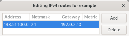 IPv4 static route in nm connection editor