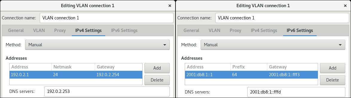 vlan IP settings nm connection editor