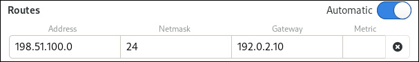 IPv4 static route in control center