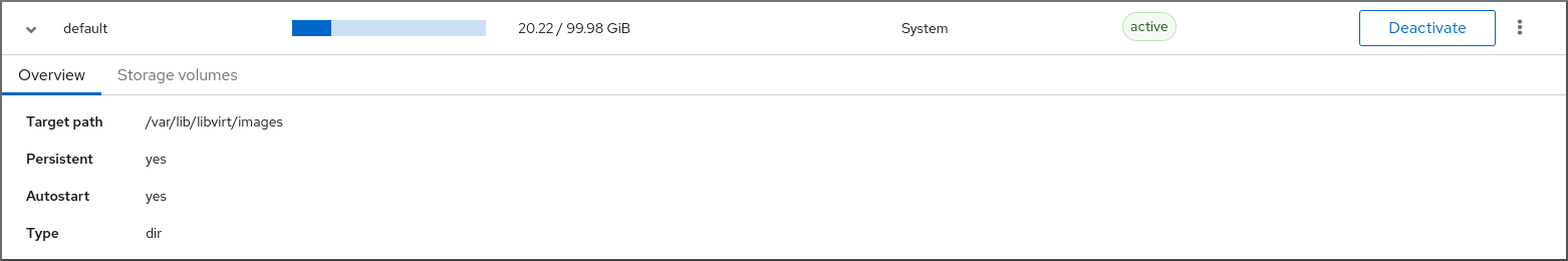 Image displaying the detailed information about the selected storage pool.