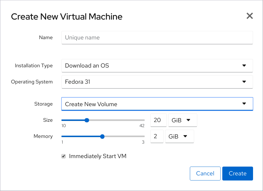 cockpit create new vm