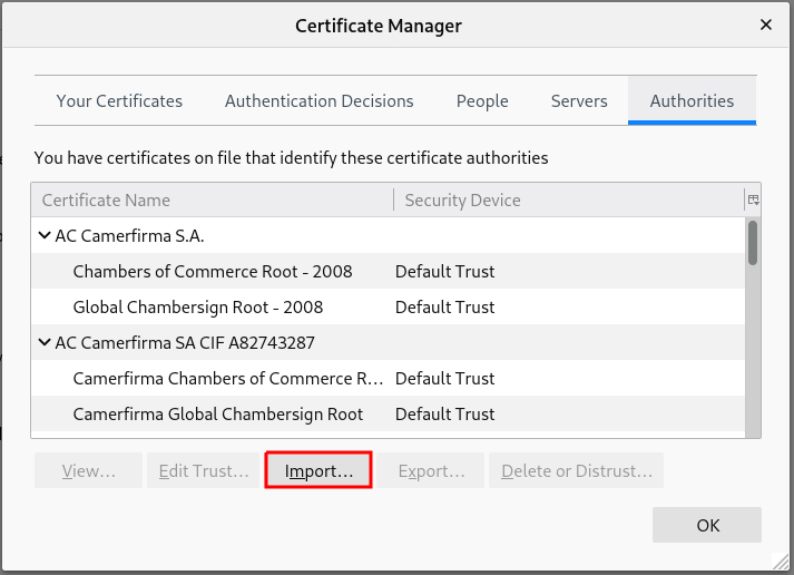 thunderbird import cert