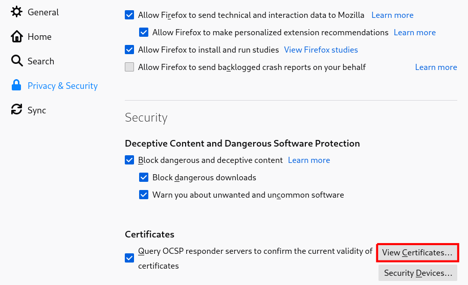 firefox view certificates