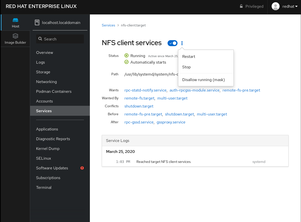 stopping service web console